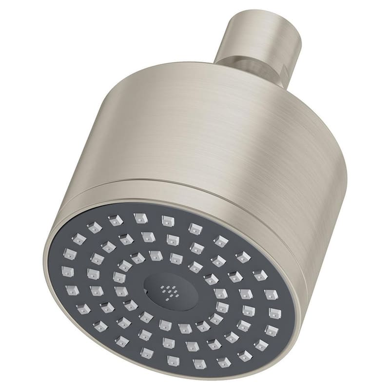 1-Spray 3 in. Single Wall Mount Fixed Shower Head in Satin Nickel